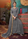 Gray Colour Latest Fancy Designer Festive Wear Heavy Georgette And Butterfly Net Readymade Salwar Suit Collection 1005